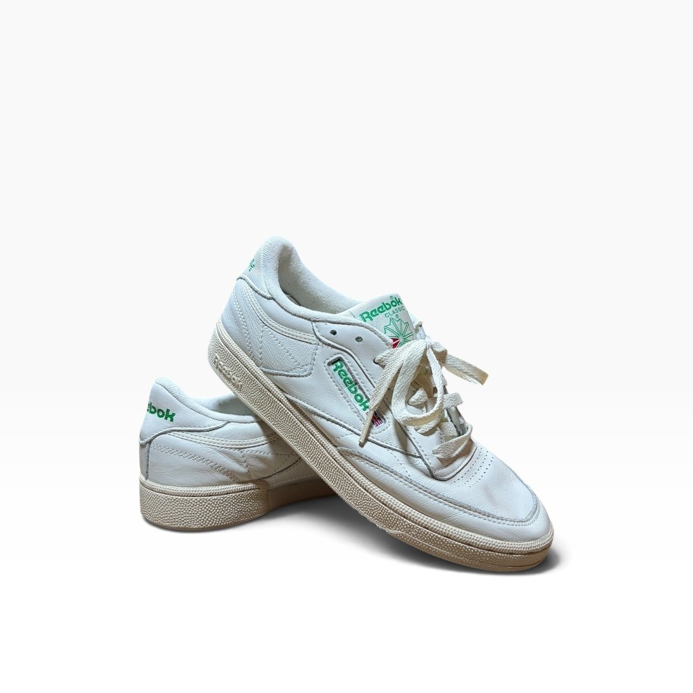 Reebok Classic Club C 85 Chalk White Green Leather Sneakers Women 7.5 BS5242